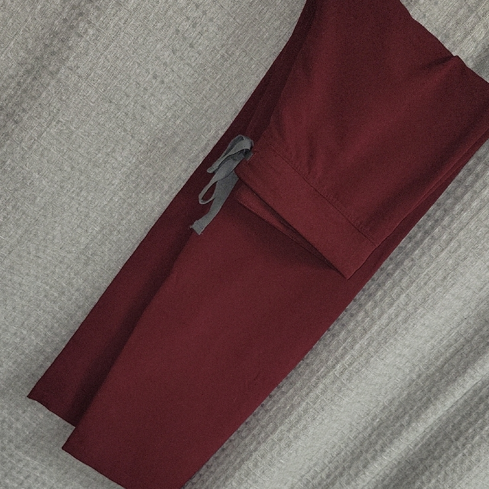 Figs Women's Scrub Pants in Burgundy and Gray
